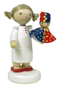 Flade Mädchen mit Kasperle, rot/blau  (Flade 5175) Mädchen mit Kasperle (rot/blau)